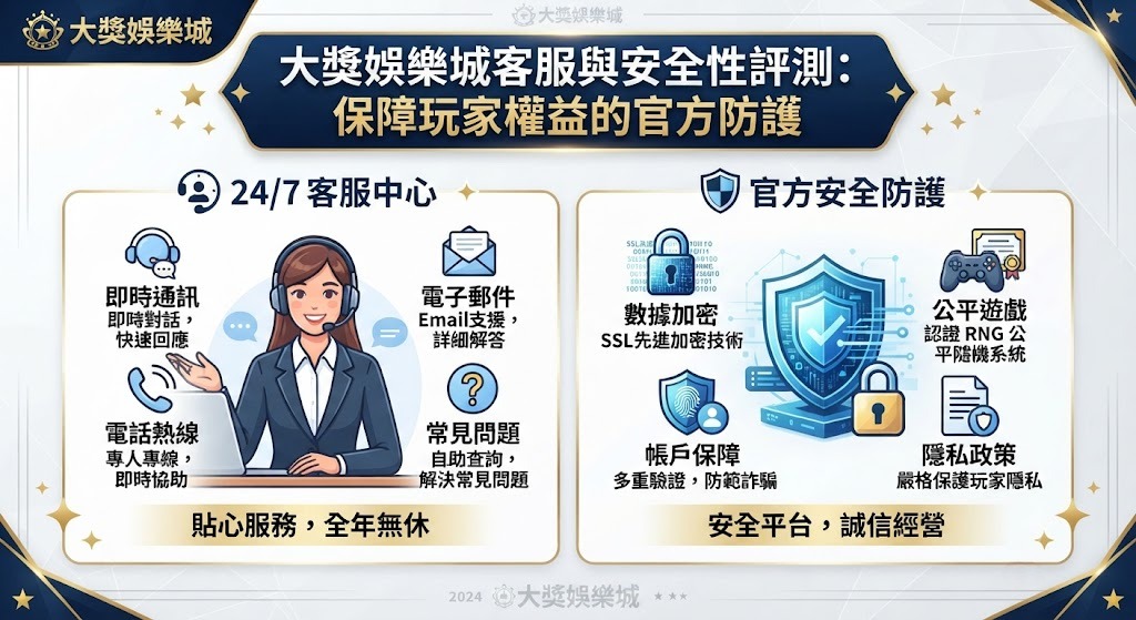 大獎娛樂城客服與安全性評測：保障玩家權益的官方防護